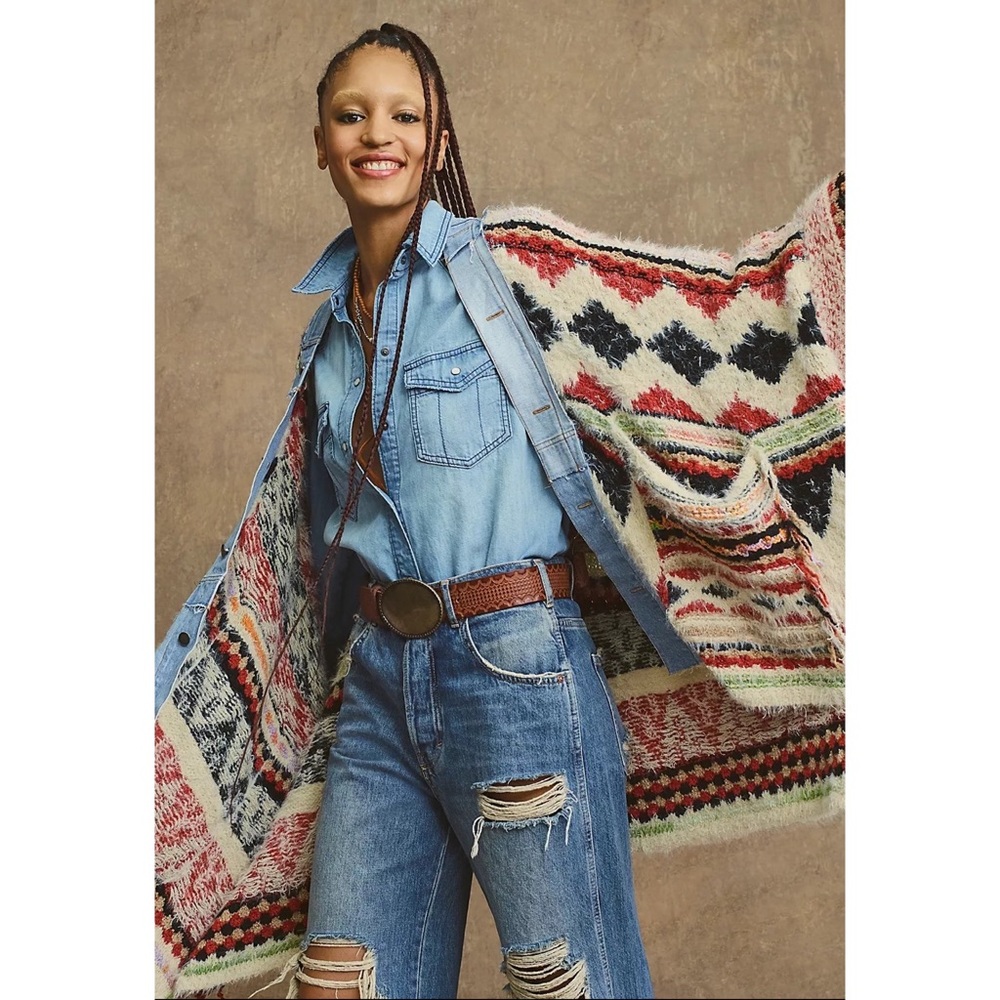 NWT Free People Running Wild Poncho Jacket Sweater Knit Cardi Oversized - Picture 5 of 17